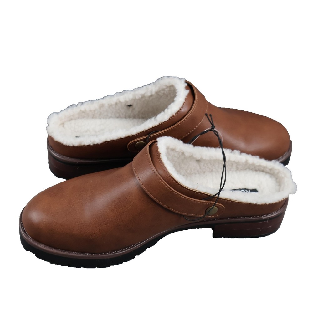 Kensie Shoes Womens Size 8.5 Brown Clog Slip On Faux Fur Lined Winter Wrylie